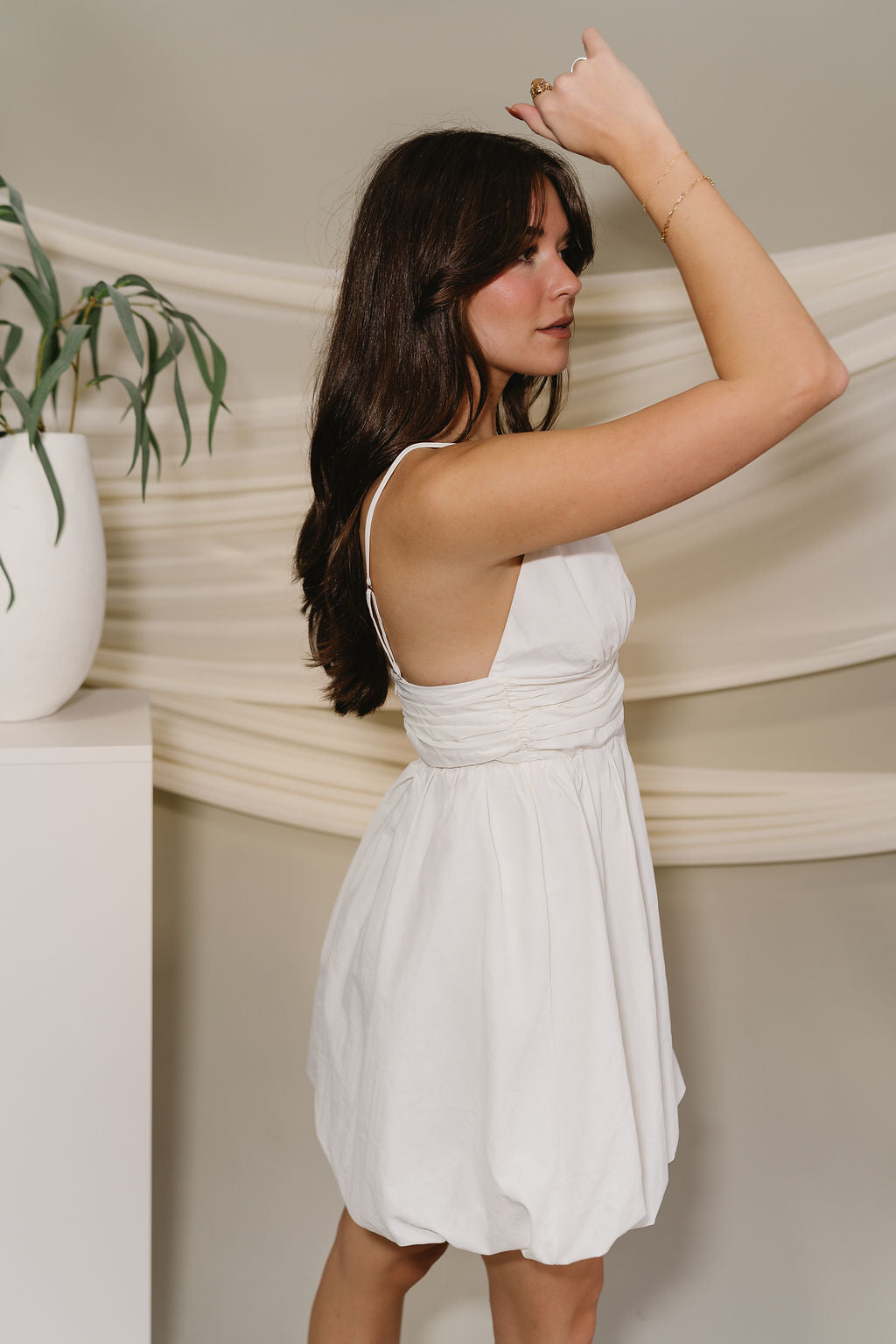Evelyn White Bubble Mini Dress