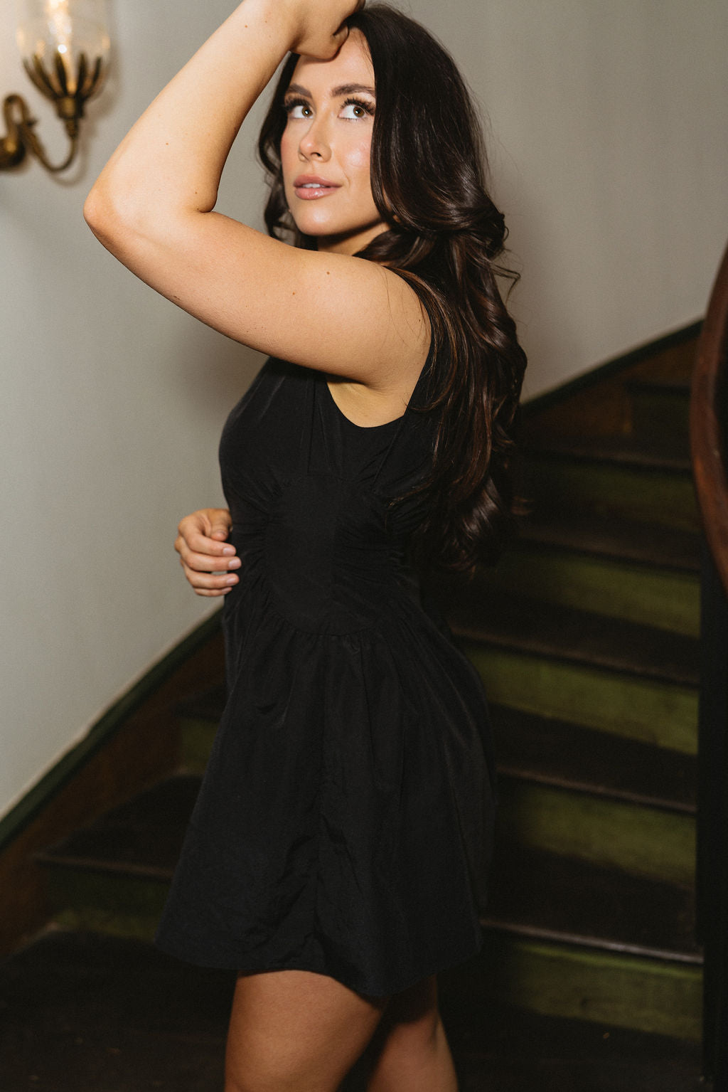 Lyra Black Boat Neck Mini Dress