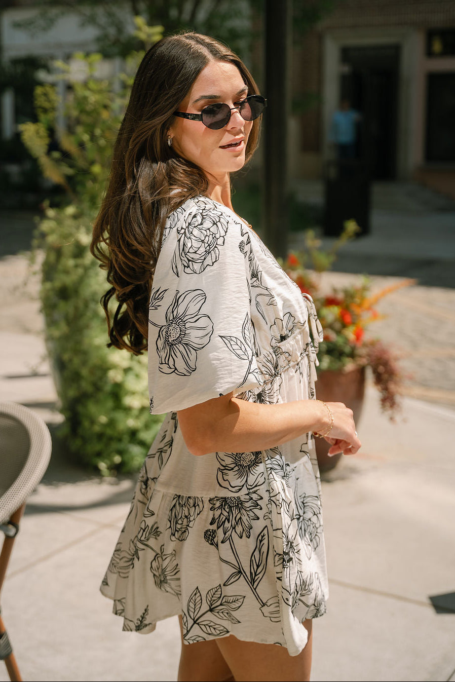 Dalia Ivory & Black Floral Mini Dress