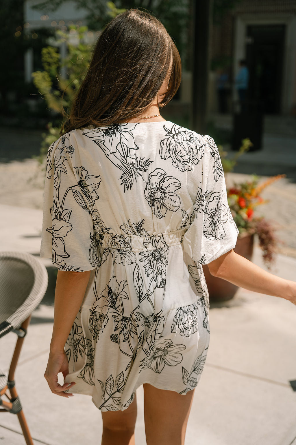 Dalia Ivory & Black Floral Mini Dress