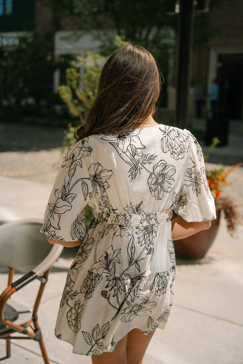 Dalia Ivory & Black Floral Mini Dress