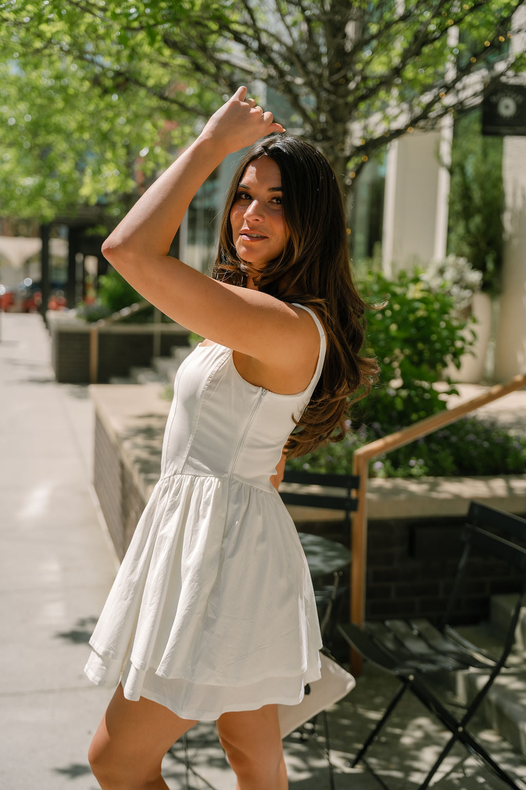 Alexa Off White Flare Mini Dress