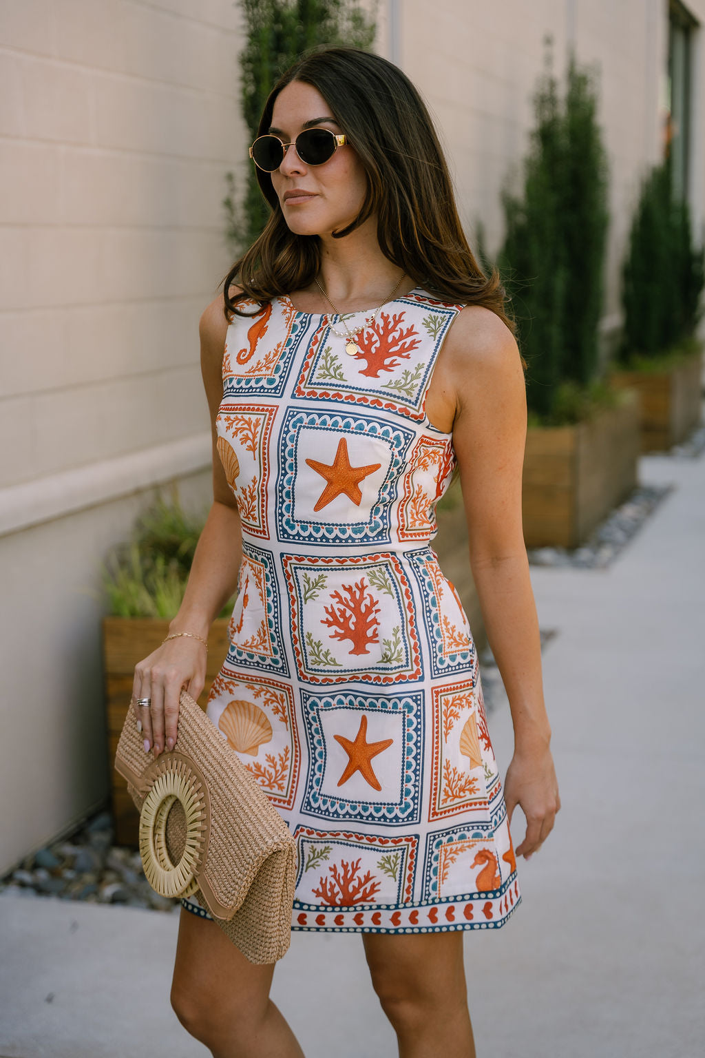 Everlee White Multi Seashell Mini Dress