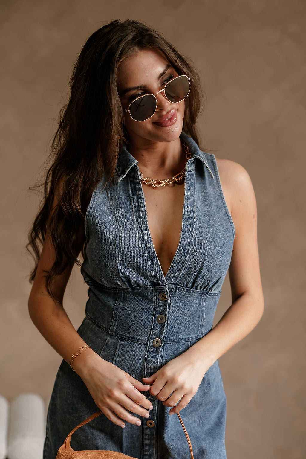 Valeria Denim Button-Up Mini Dress