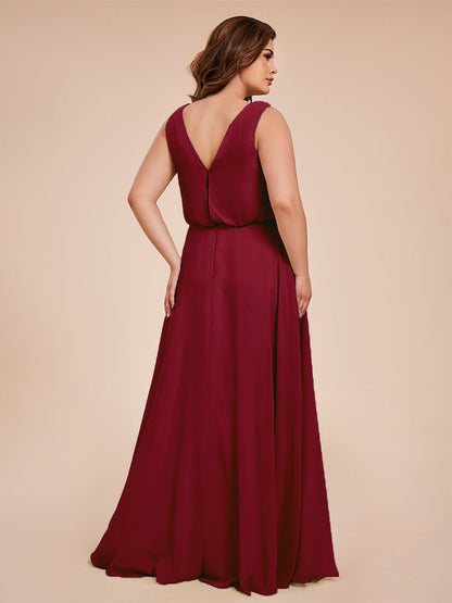 Cowl Neck Chiffon Plus Size Long Bridesmaid Dresses