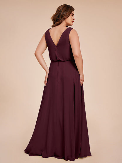 Cowl Neck Chiffon Plus Size Long Bridesmaid Dresses