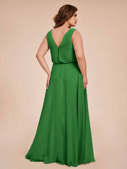 Cowl Neck Chiffon Plus Size Long Bridesmaid Dresses