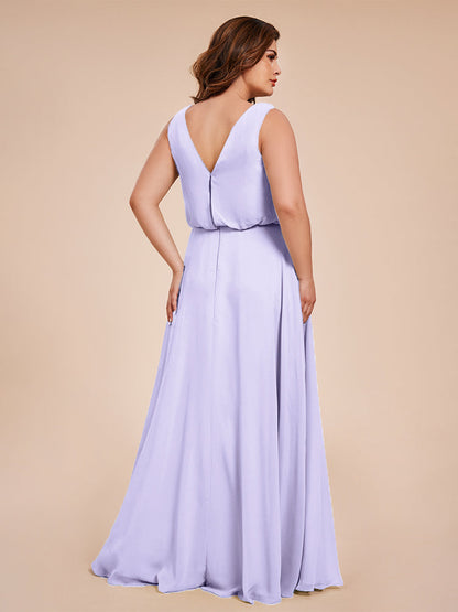 Cowl Neck Chiffon Plus Size Long Bridesmaid Dresses