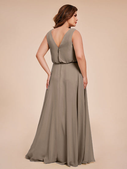 Cowl Neck Chiffon Plus Size Long Bridesmaid Dresses
