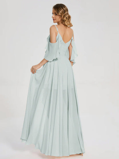 Lilah Asymmetrical Off the Shoulder Chiffon Bridesmaid Dress