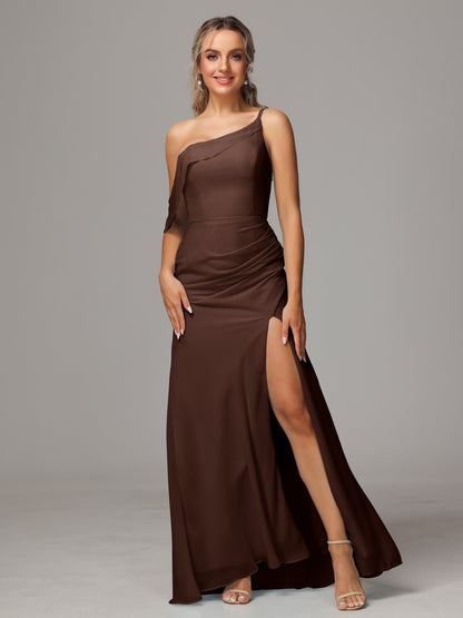 One Shoulder Off The Shoulder Chiffon Bridesmaid Dress