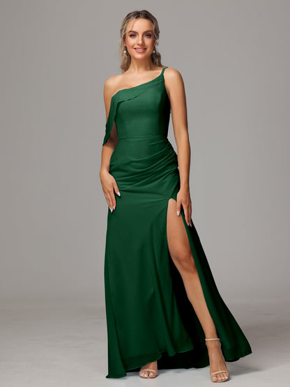 One Shoulder Off The Shoulder Chiffon Bridesmaid Dress