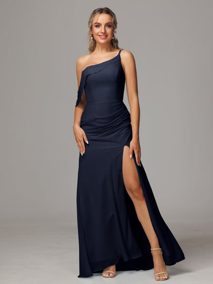 One Shoulder Off The Shoulder Chiffon Bridesmaid Dress