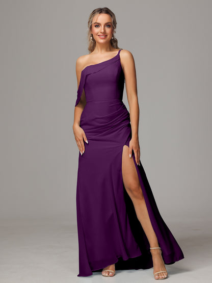 One Shoulder Off The Shoulder Chiffon Bridesmaid Dress
