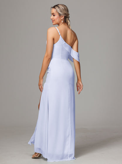 One Shoulder Off The Shoulder Chiffon Bridesmaid Dress