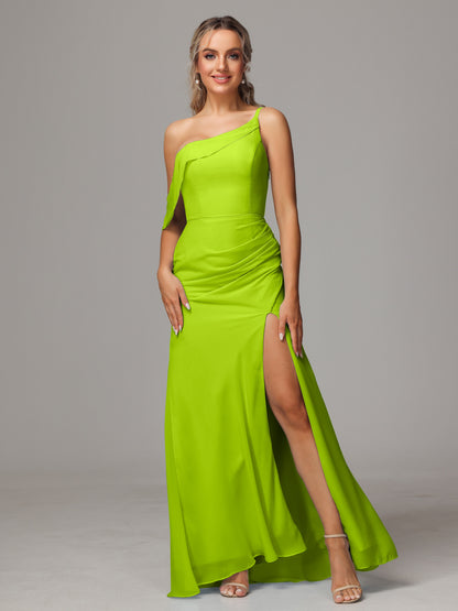 One Shoulder Off The Shoulder Chiffon Bridesmaid Dress