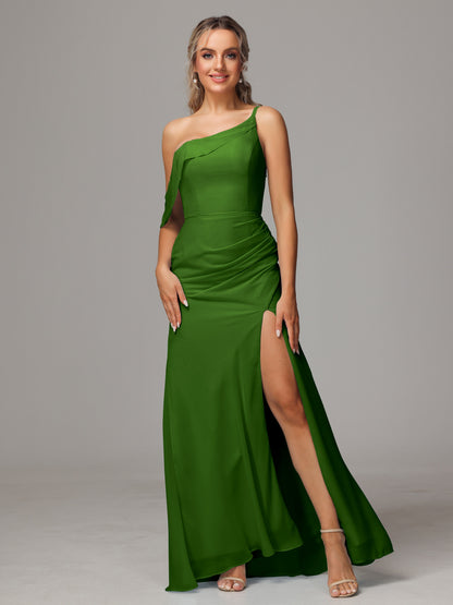 One Shoulder Off The Shoulder Chiffon Bridesmaid Dress