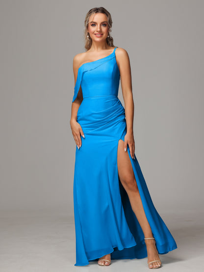 One Shoulder Off The Shoulder Chiffon Bridesmaid Dress