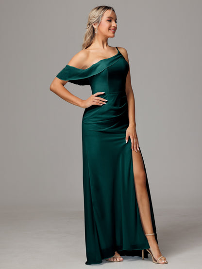 One Shoulder Off The Shoulder Chiffon Bridesmaid Dress