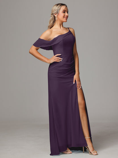 One Shoulder Off The Shoulder Chiffon Bridesmaid Dress