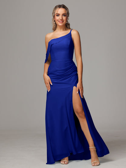 One Shoulder Off The Shoulder Chiffon Bridesmaid Dress