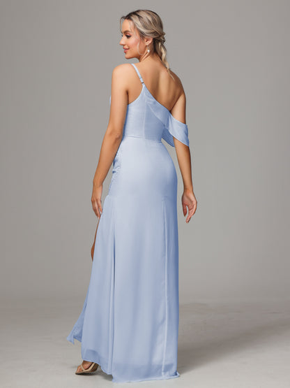 One Shoulder Off The Shoulder Chiffon Bridesmaid Dress