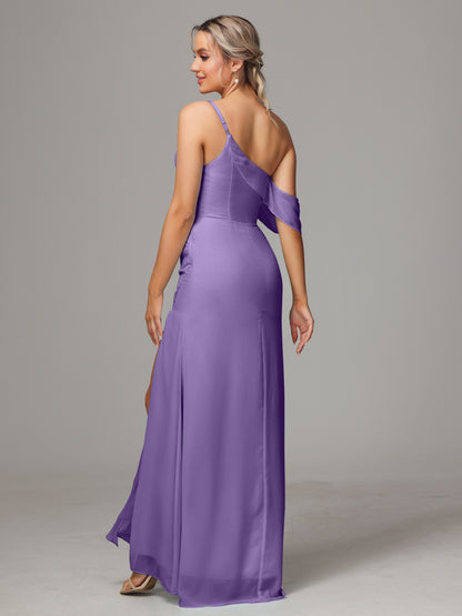 One Shoulder Off The Shoulder Chiffon Bridesmaid Dress