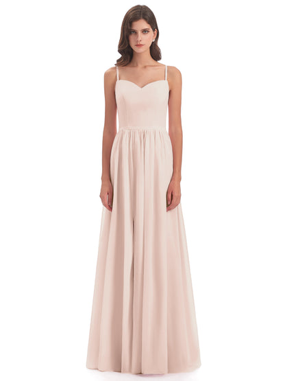 Madeline Spaghetti Straps Split Chiffon Bridesmaid Dresses