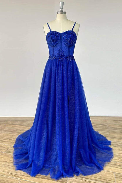 Straps Black Corset A-line Prom Gown