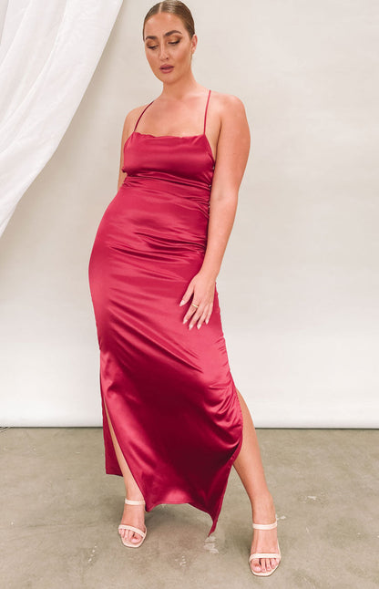 Manhattan Slip Formal Dress Wine