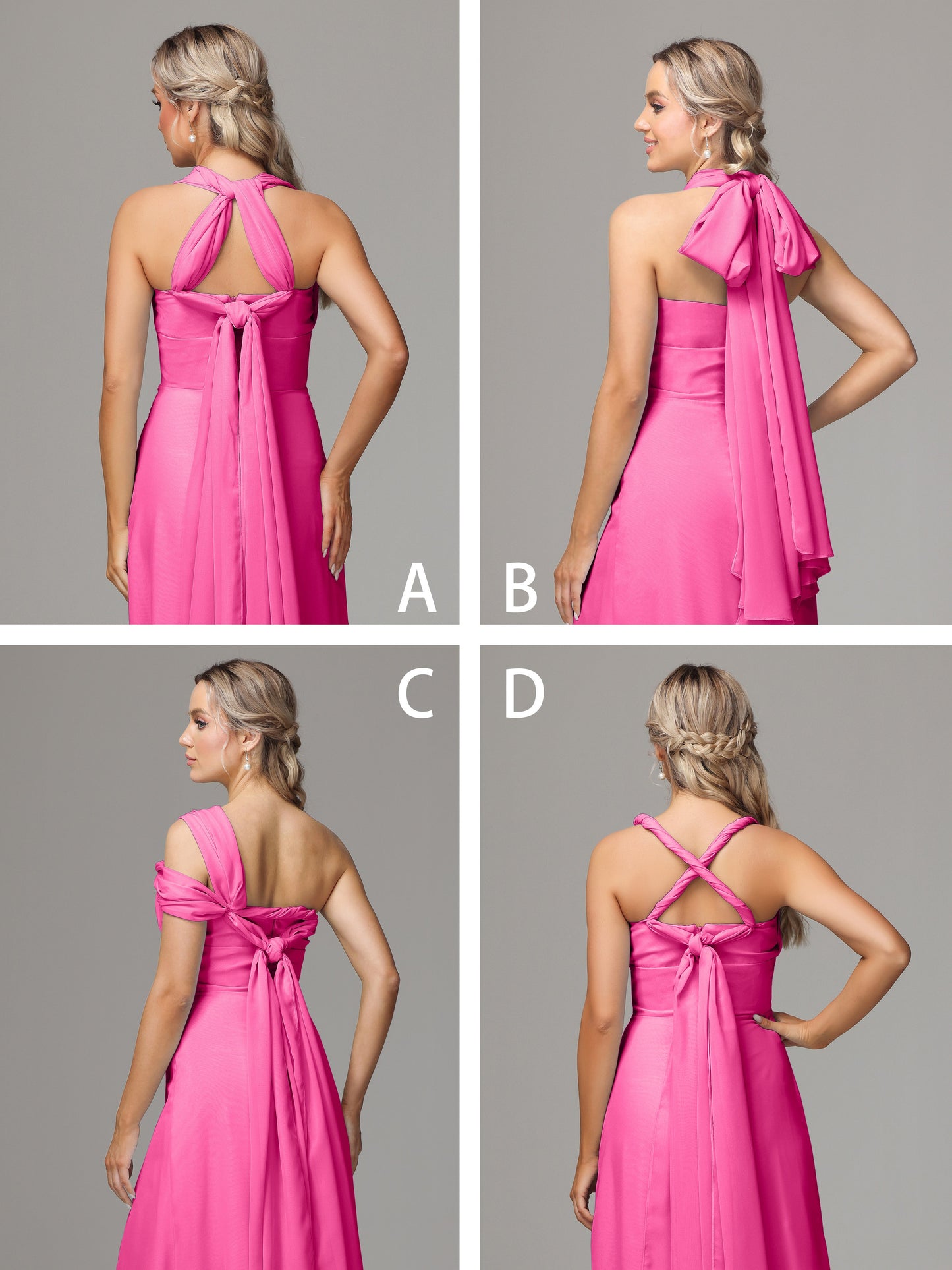 Sleeveless Off The Shoulder Chiffon Bridesmaid Dress With Slit