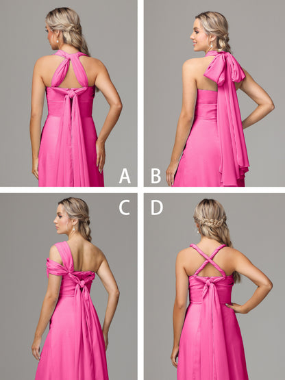 Sleeveless Off The Shoulder Chiffon Bridesmaid Dress With Slit