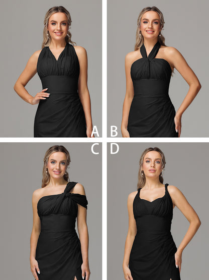 Sleeveless Off The Shoulder Chiffon Bridesmaid Dress With Slit