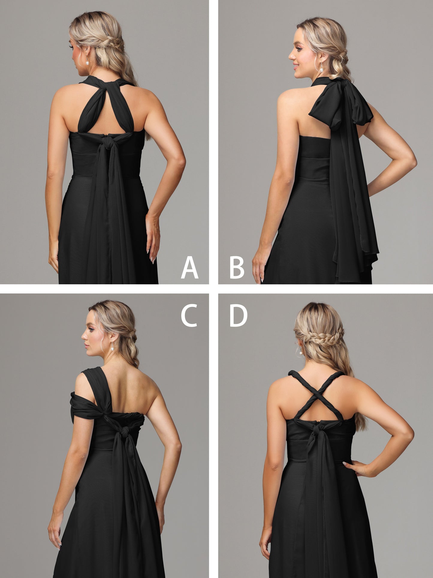Sleeveless Off The Shoulder Chiffon Bridesmaid Dress With Slit