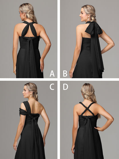 Sleeveless Off The Shoulder Chiffon Bridesmaid Dress With Slit