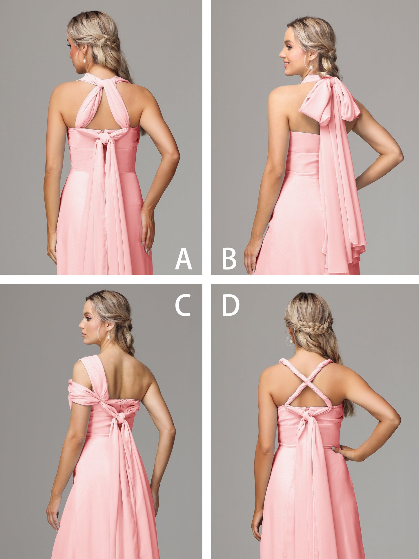 Sleeveless Off The Shoulder Chiffon Bridesmaid Dress With Slit