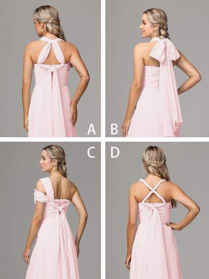 Sleeveless Off The Shoulder Chiffon Bridesmaid Dress With Slit