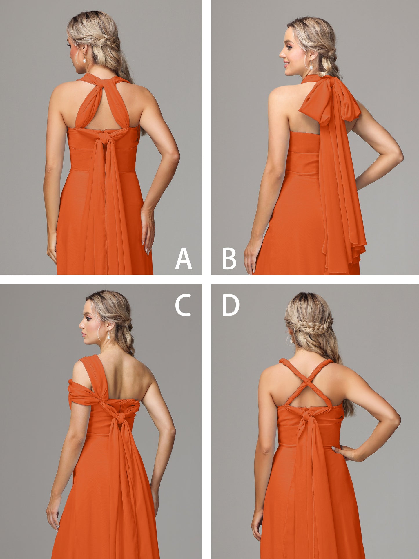 Sleeveless Off The Shoulder Chiffon Bridesmaid Dress With Slit