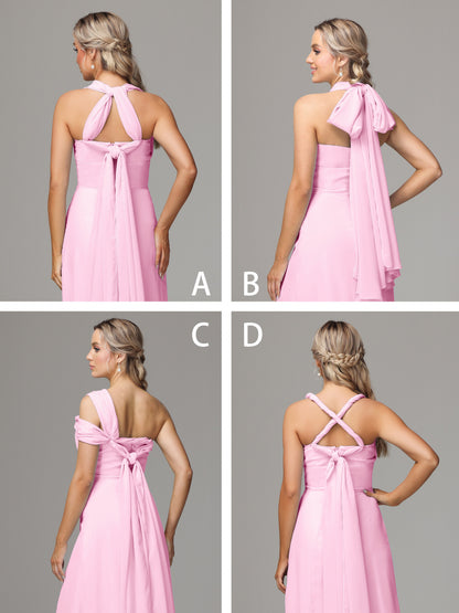Sleeveless Off The Shoulder Chiffon Bridesmaid Dress With Slit