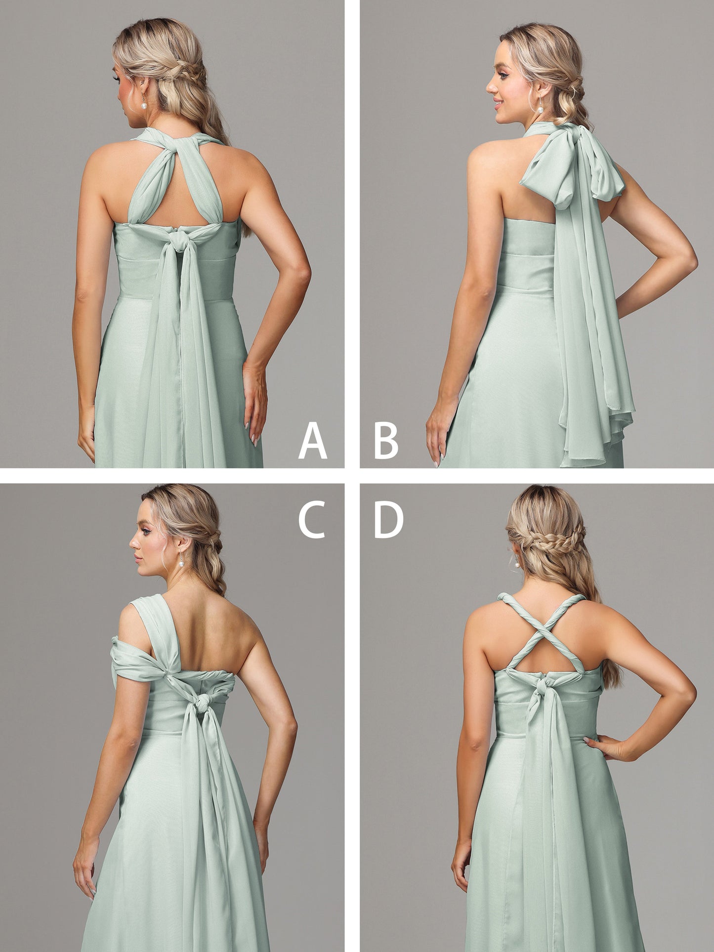 Sleeveless Off The Shoulder Chiffon Bridesmaid Dress With Slit