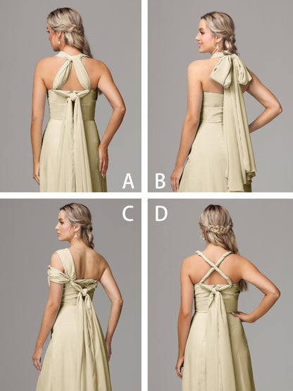 Sleeveless Off The Shoulder Chiffon Bridesmaid Dress With Slit