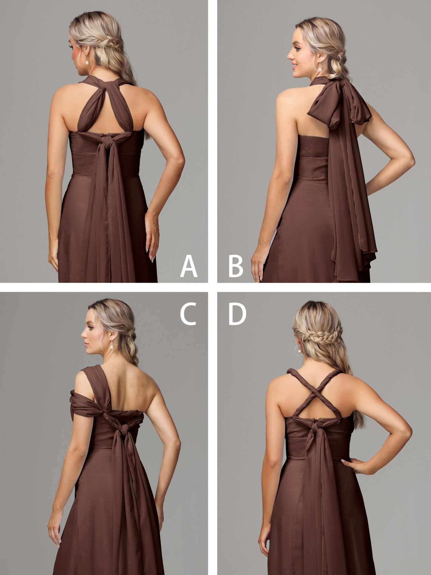 Sleeveless Off The Shoulder Chiffon Bridesmaid Dress With Slit
