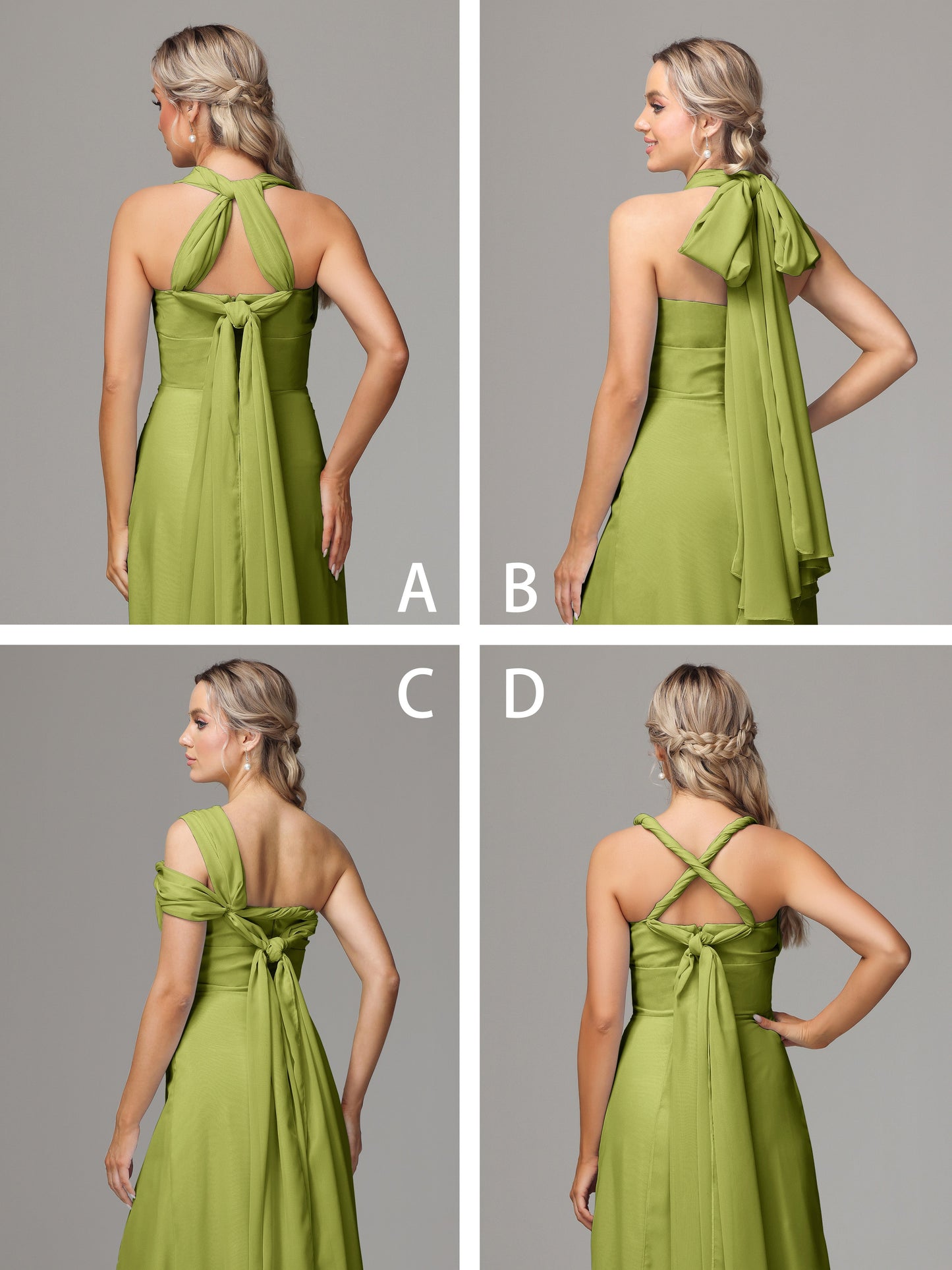 Sleeveless Off The Shoulder Chiffon Bridesmaid Dress With Slit
