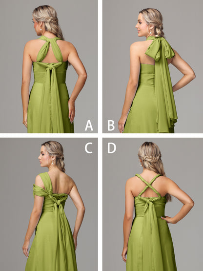 Sleeveless Off The Shoulder Chiffon Bridesmaid Dress With Slit