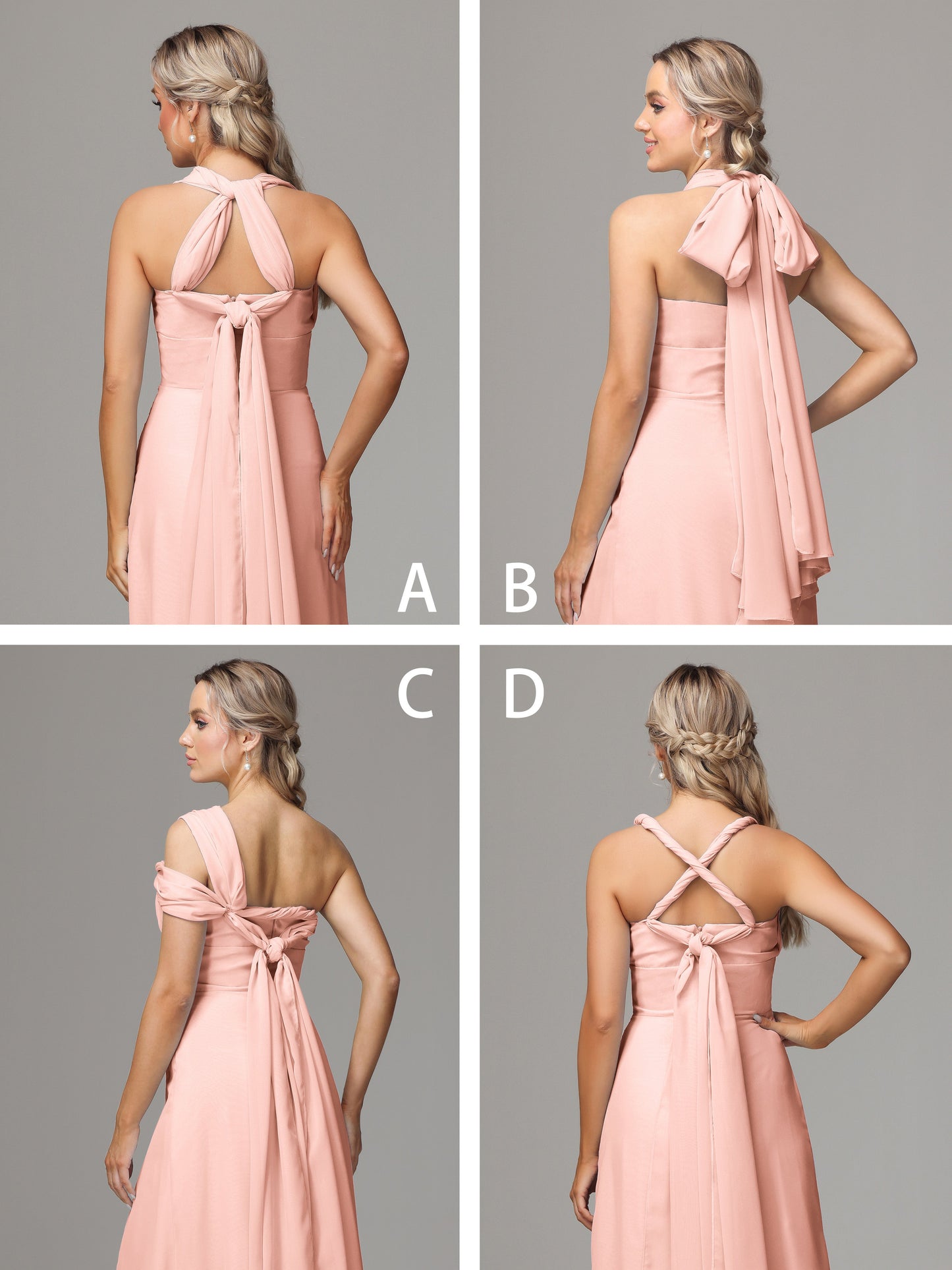 Sleeveless Off The Shoulder Chiffon Bridesmaid Dress With Slit