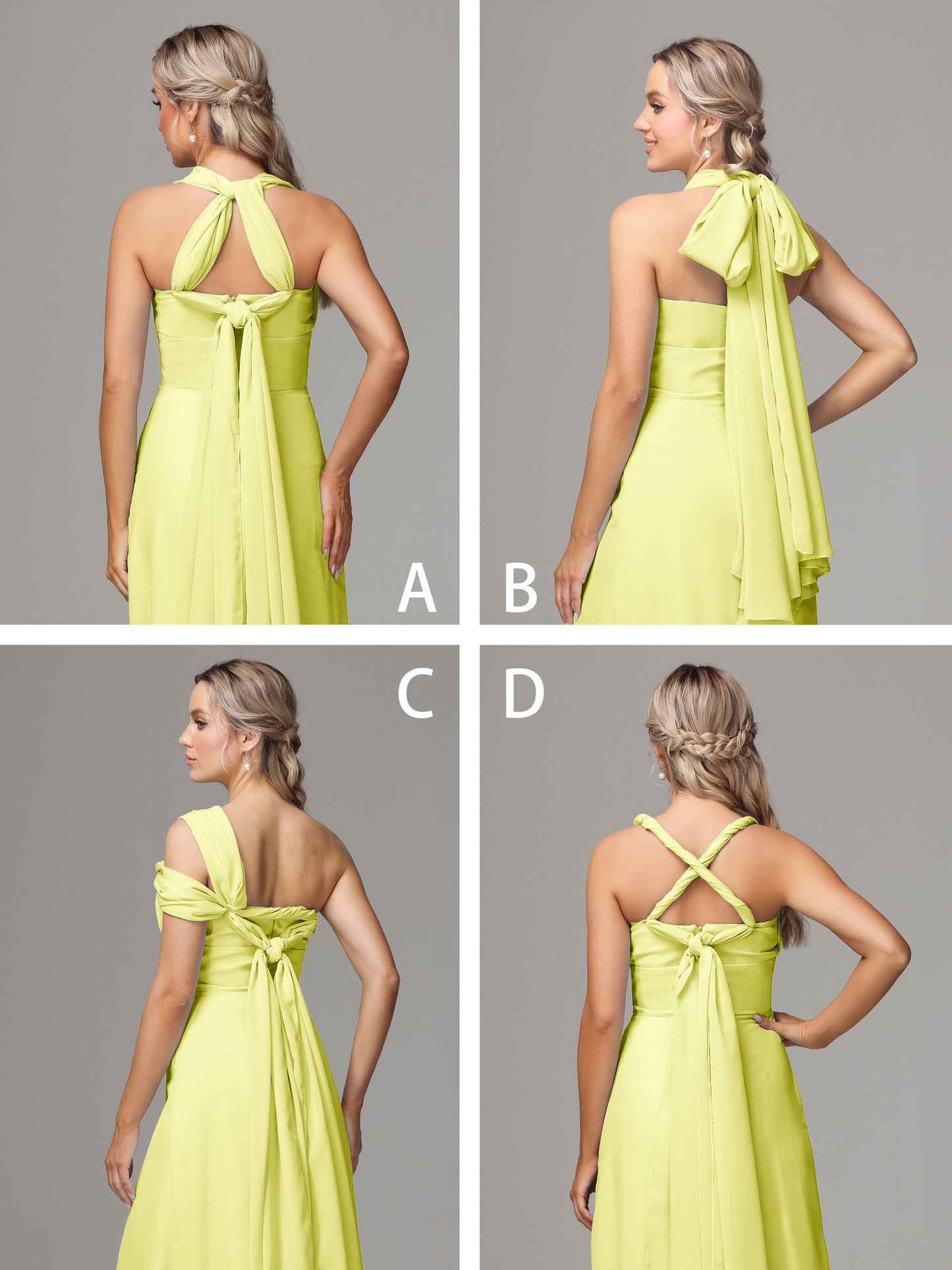 Sleeveless Off The Shoulder Chiffon Bridesmaid Dress With Slit