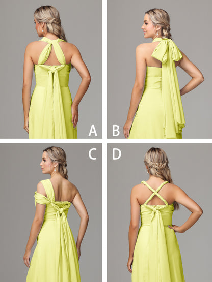 Sleeveless Off The Shoulder Chiffon Bridesmaid Dress With Slit
