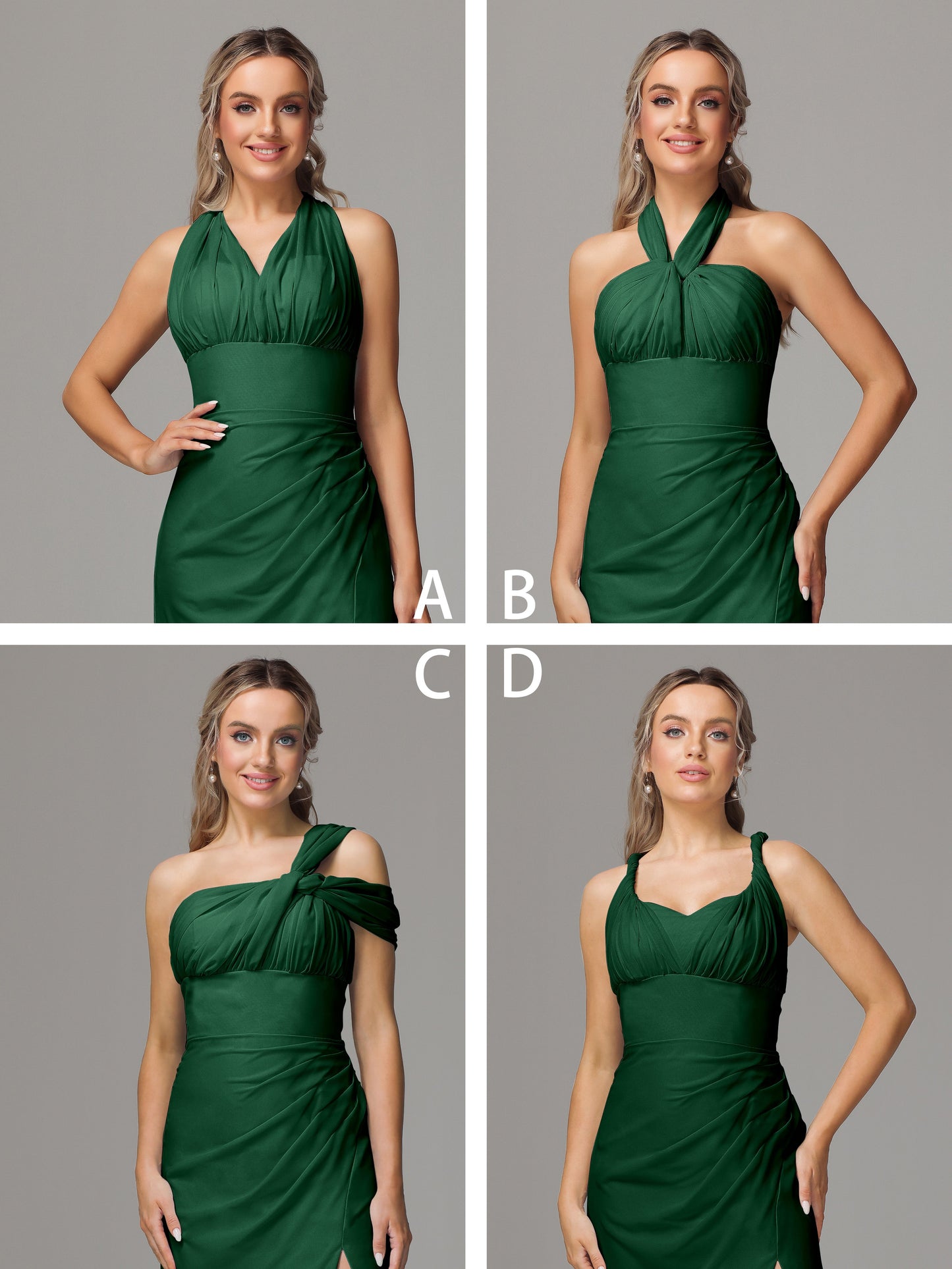Sleeveless Off The Shoulder Chiffon Bridesmaid Dress With Slit
