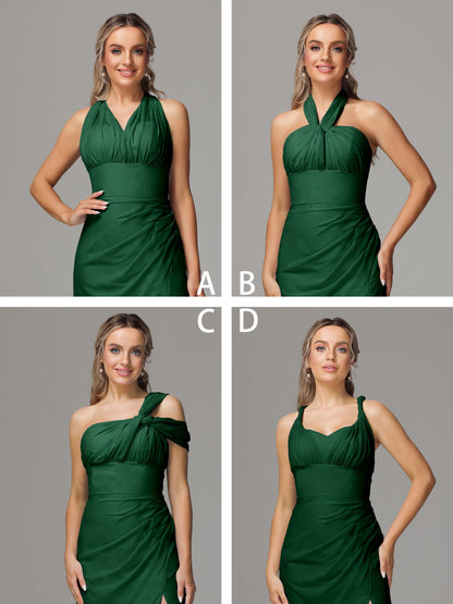 Sleeveless Off The Shoulder Chiffon Bridesmaid Dress With Slit