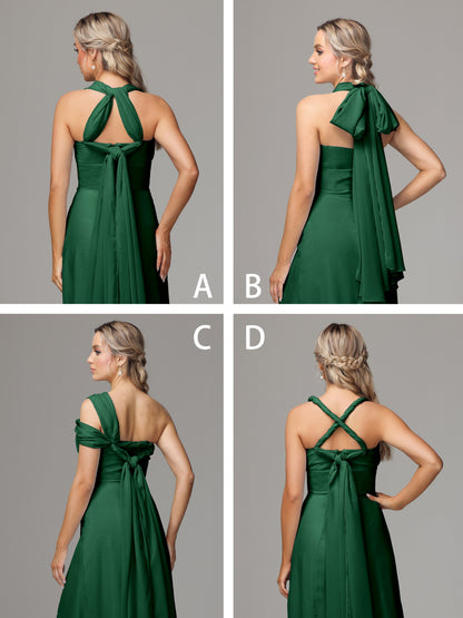 Sleeveless Off The Shoulder Chiffon Bridesmaid Dress With Slit